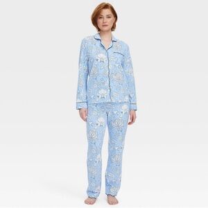 Roller Rabbit x Target Floral Vines Pajama Set Blue M NWT